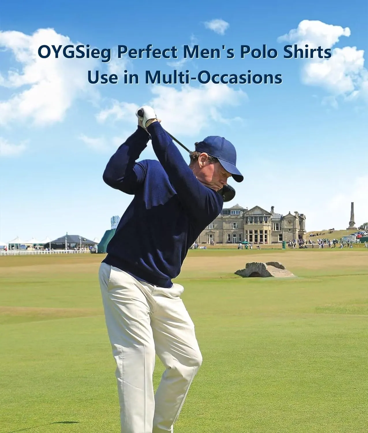 OYGSieg 4 Pack Men's Long Sleeve Polo Shirt Performance Quick Dry Collared Work Golf Hiking Casual Shirt