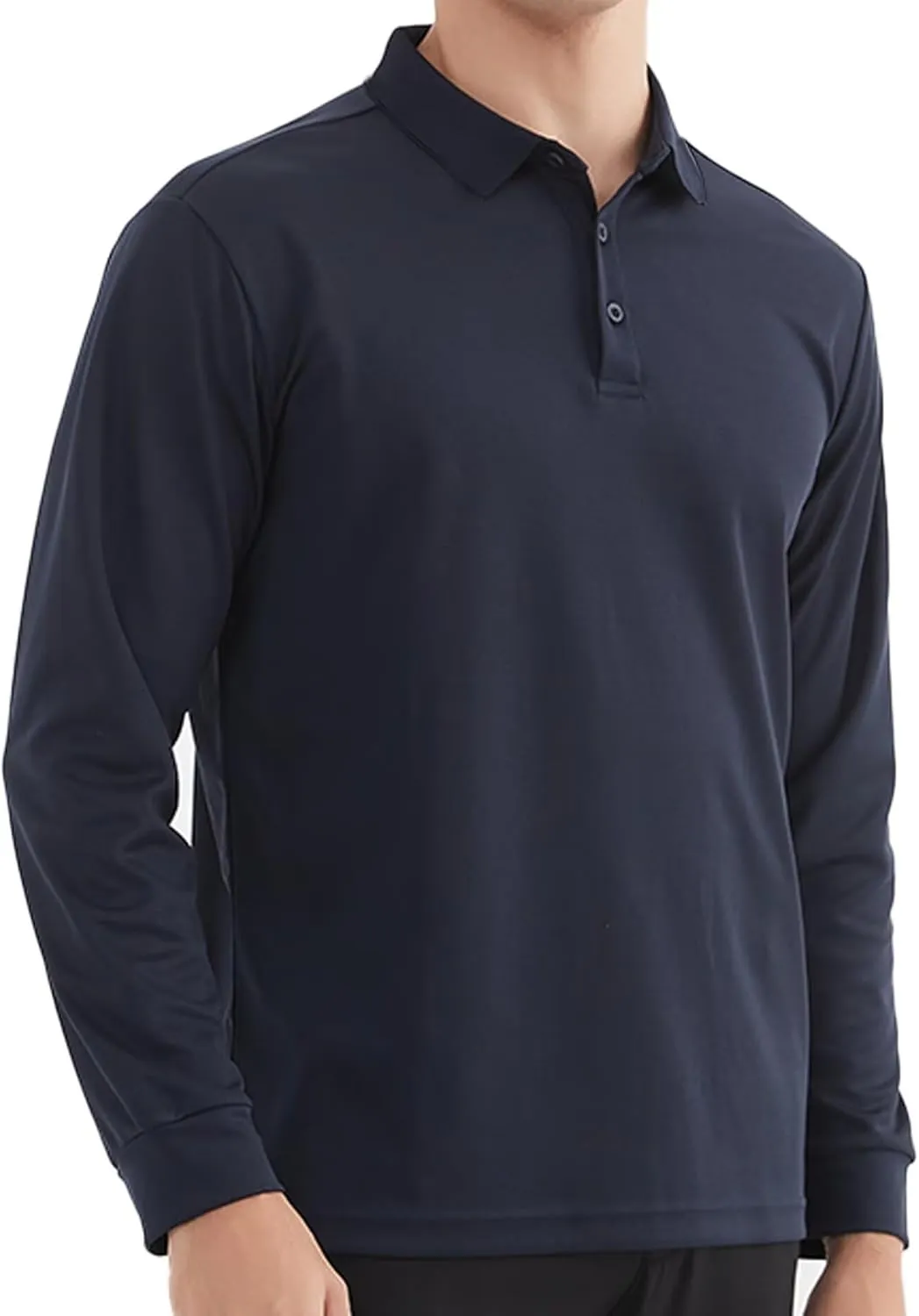 OYGSieg 4 Pack Men's Long Sleeve Polo Shirt Performance Quick Dry Collared Work Golf Hiking Casual Shirt