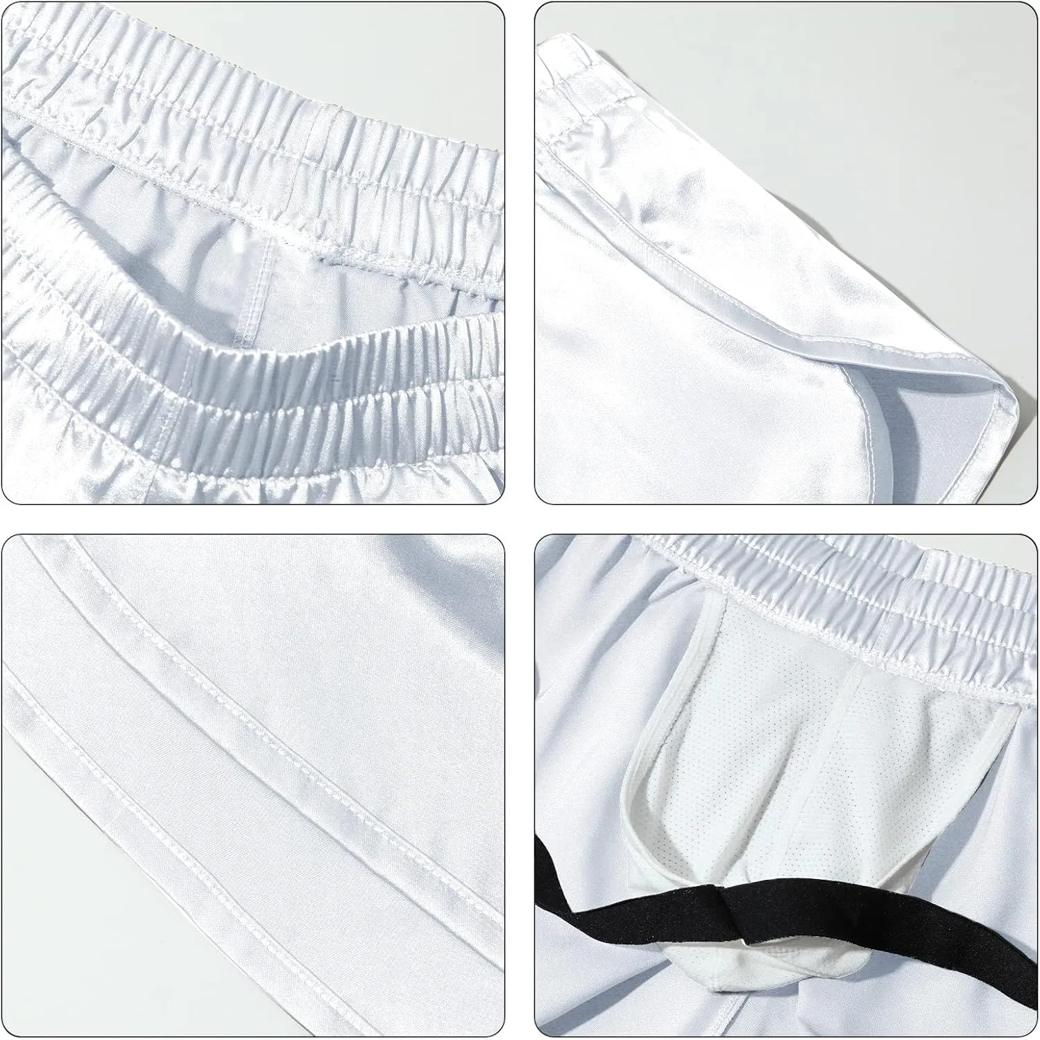 Panegy Men's Satin Boxer Shorts with Large Split Sides Casual Lounge Athletic Shorts