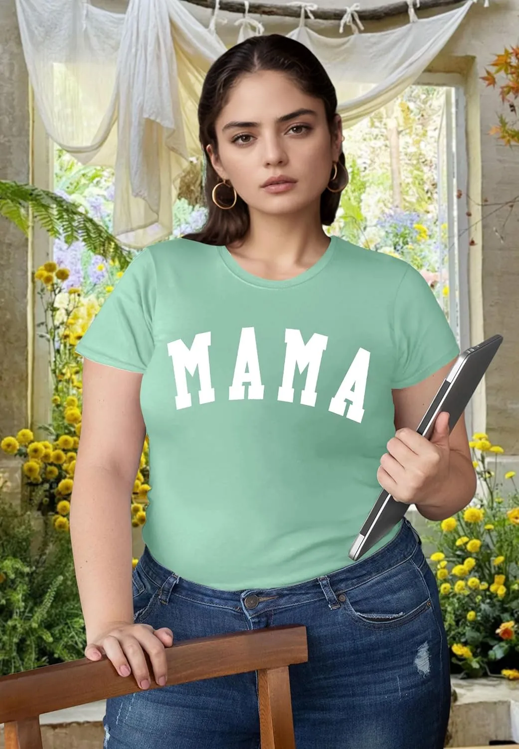Plus Size Mama Shirt: Women Mama Leopard Print T-Shirt Funny Mom Life Top Mother Short Sleeve Tee