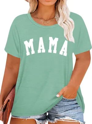 Plus Size Mama Shirt: Women Mama Leopard Print T-Shirt Funny Mom Life Top Mother Short Sleeve Tee