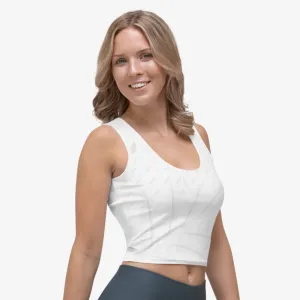 Printed Crop Top "Leaves" White