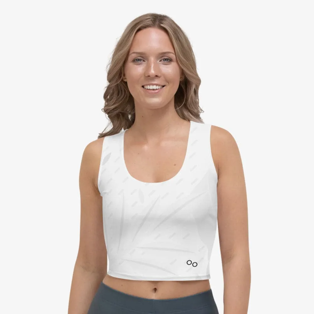 Printed Crop Top "Leaves" White