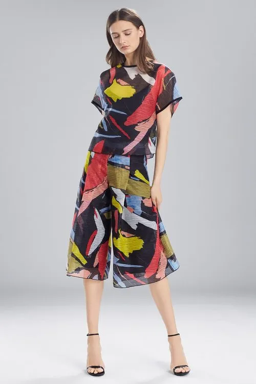 Printed Gauze Short Sleeve Top