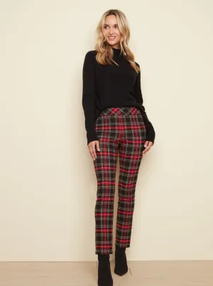 Pull On Plaid Pant [Cranberry-C5292]