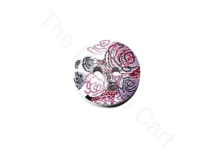 Purple Pink Flower Design Wooden Buttons