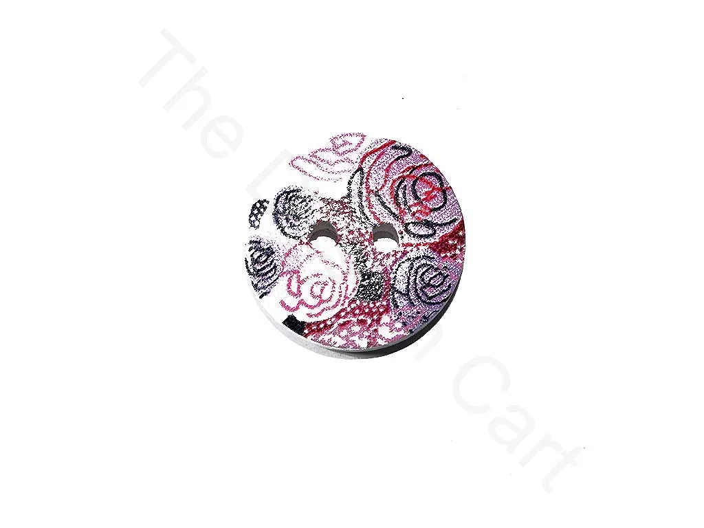 Purple Pink Flower Design Wooden Buttons