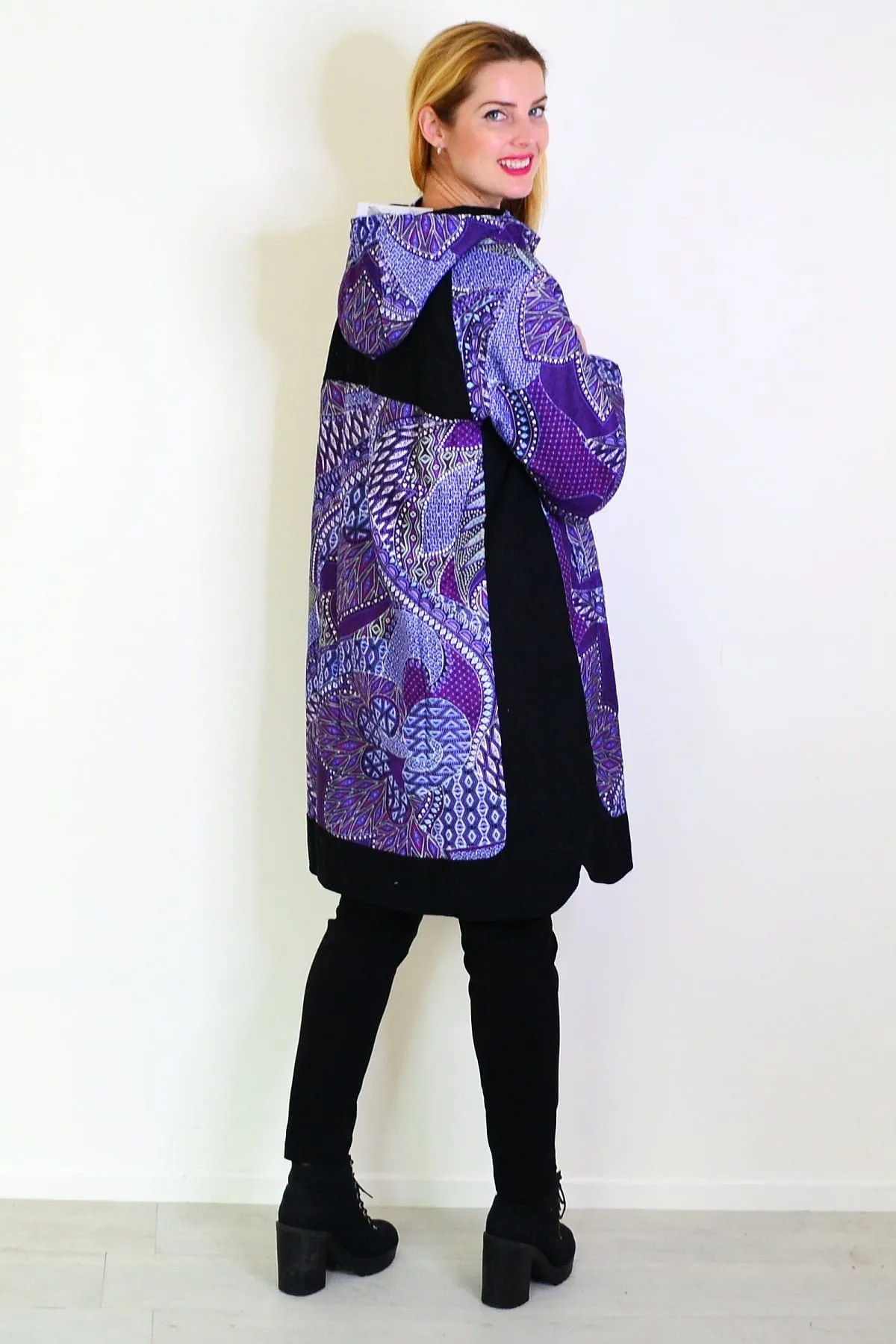 Purple Print Long Corduroy Jacket