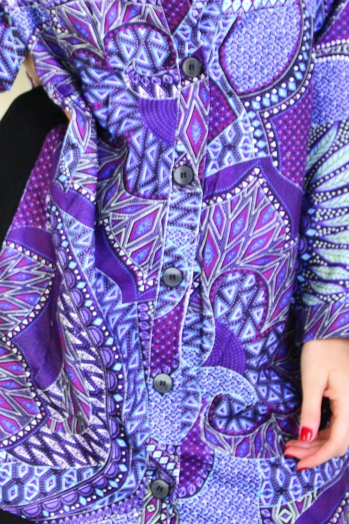 Purple Print Long Corduroy Jacket