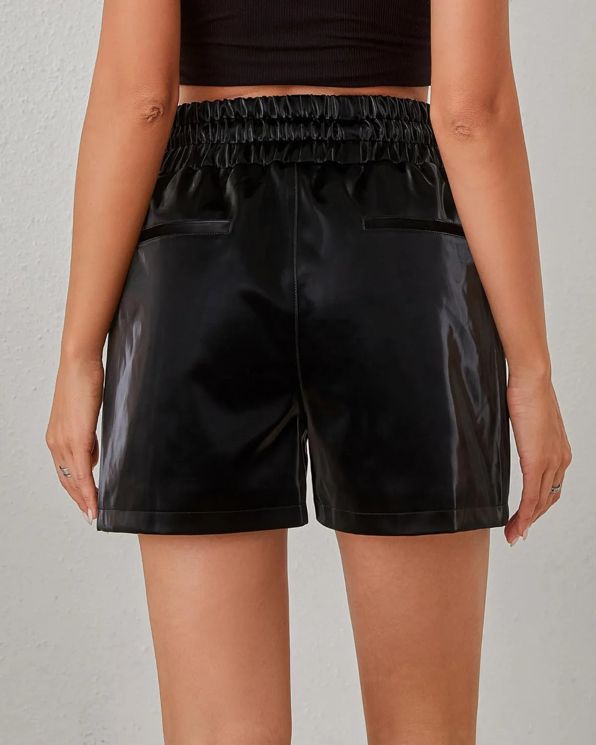 QIANXIZHAN Women's Leather Shorts, Faux High Waisted Wide Leg Sexy Shorts SP
