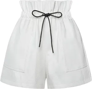 QIANXIZHAN Women's Leather Shorts, Faux High Waisted Wide Leg Sexy Shorts SP