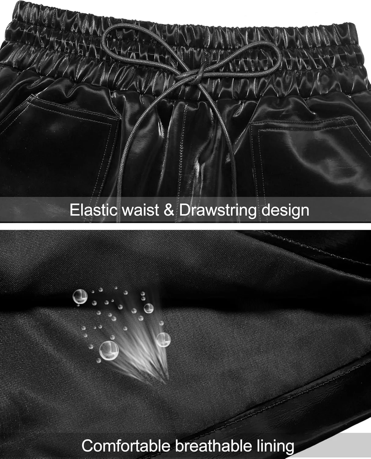 QIANXIZHAN Women's Leather Shorts, Faux High Waisted Wide Leg Sexy Shorts SP