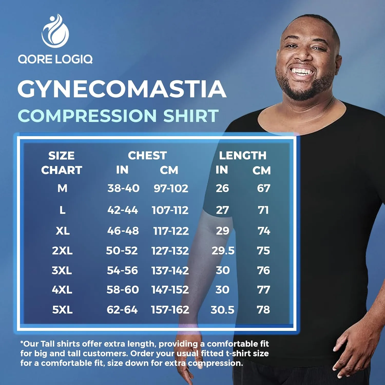 QORE LOGIQ Gynecomastia Short Sleeve Slimming Compression Shirt Men, Shapewear Mens Compression Shirt, Tank Top Body Shaper