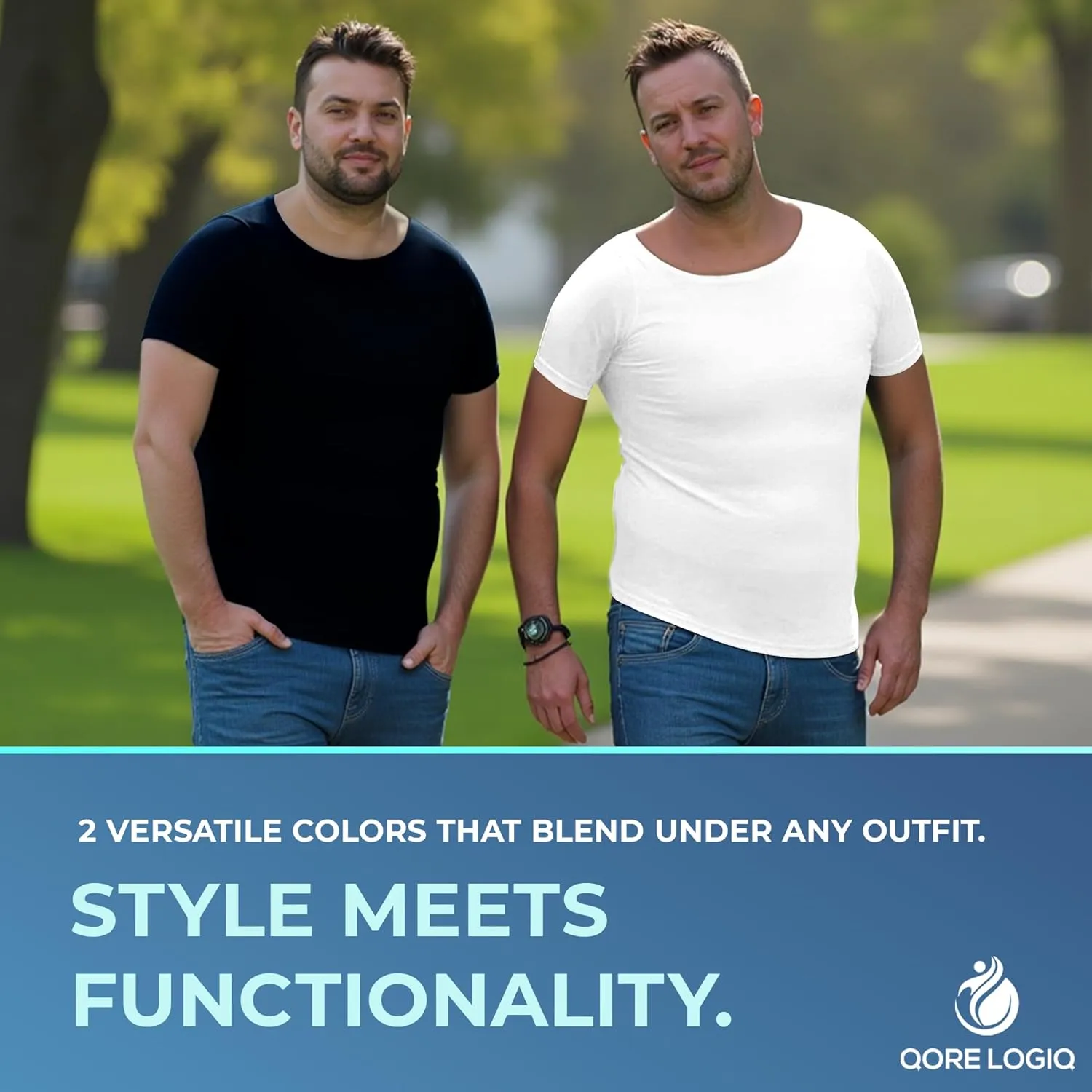 QORE LOGIQ Gynecomastia Short Sleeve Slimming Compression Shirt Men, Shapewear Mens Compression Shirt, Tank Top Body Shaper
