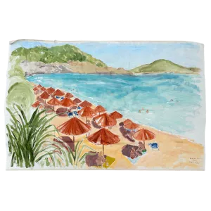 "Beach Near Gythio Greece" Painted Backdrop by Virginia Johnson