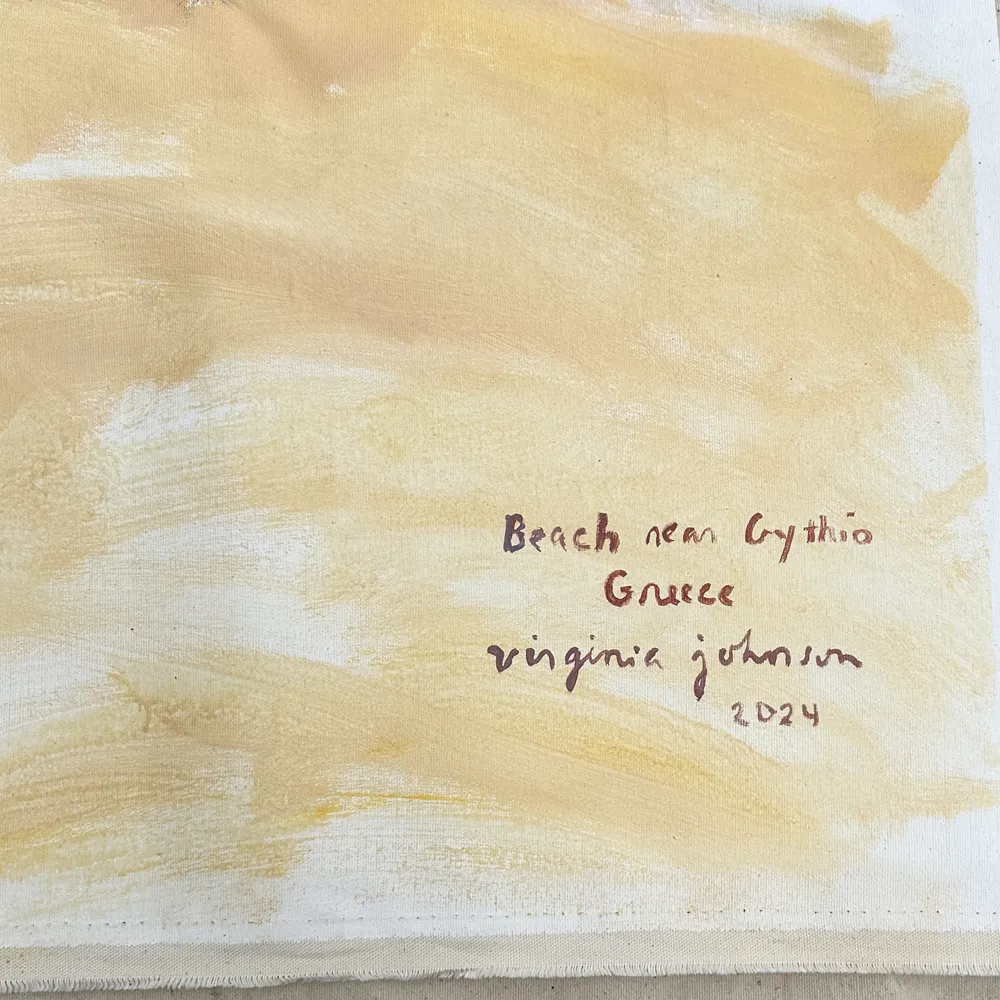 "Beach Near Gythio Greece" Painted Backdrop by Virginia Johnson