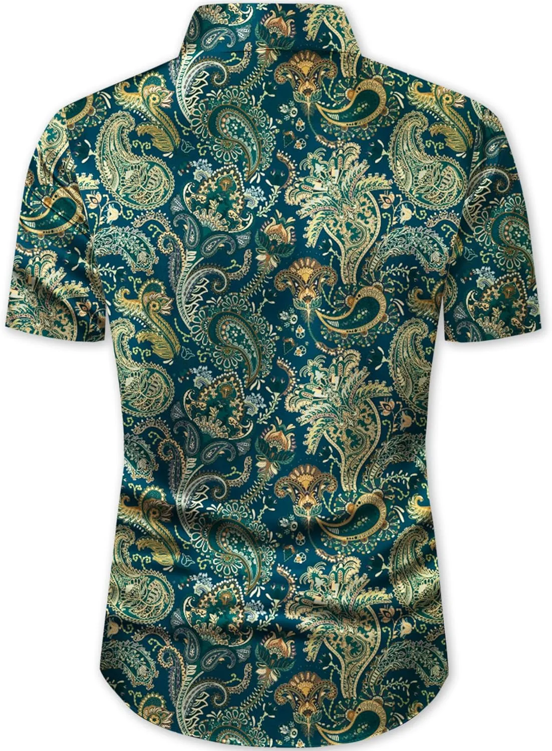 QZH.DUAO Mens 70s Disco Party Shirts Casual Paisley Button Down Shirt Vintage Floral Hawaiian Beach Short Sleeve Shirt