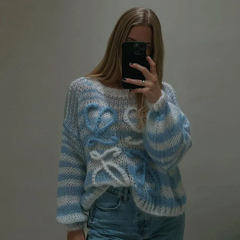 Rainbow Contrast Striped Sweater