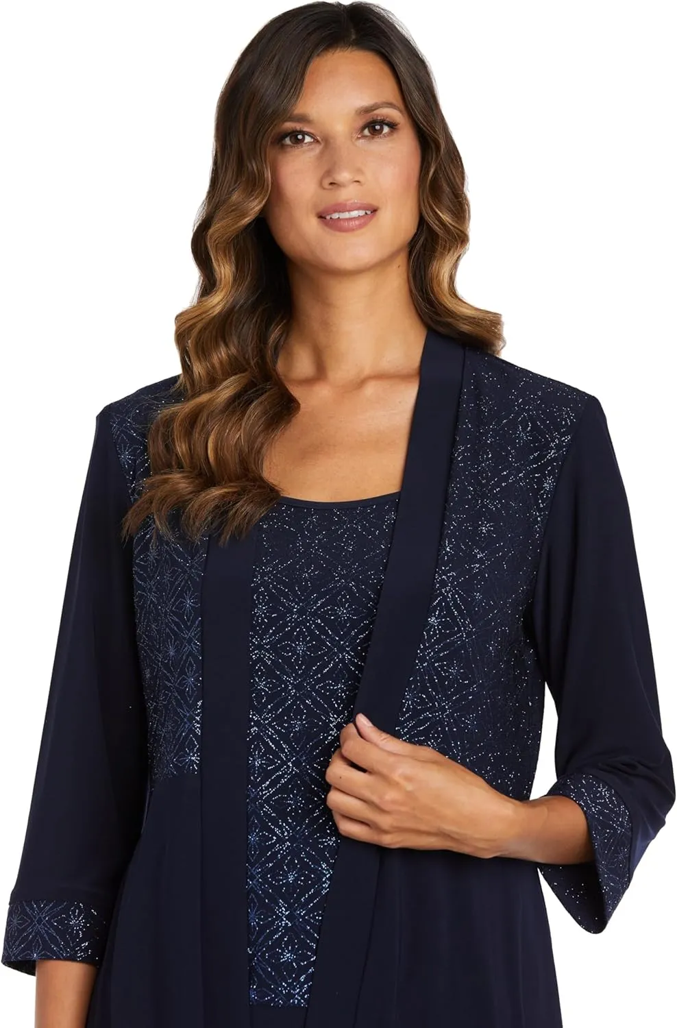 R&M Richards Women s Two-Piece Lace Detail Pant Suit Set