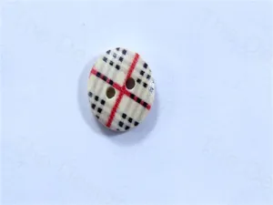 Red White Black Round Multi Check Design Designer Wooden Buttons