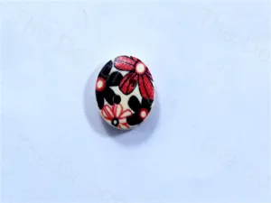 Red White Black Round Multiflower Design Designer Wooden Buttons