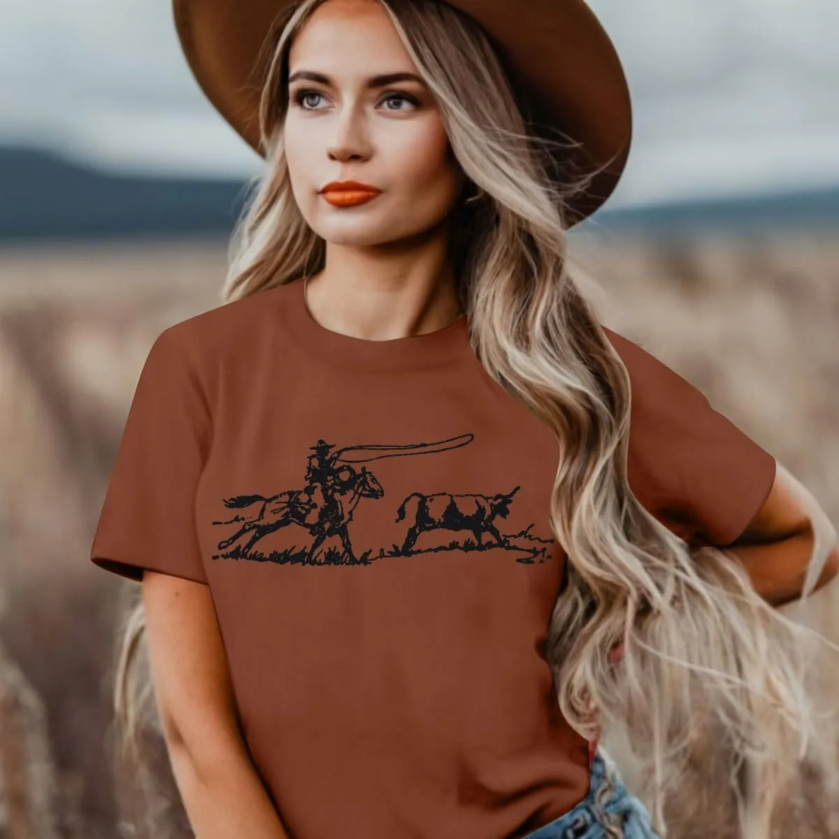 Retro Rodeo Shirt Women Cowgirl Bleached T Shirt Western Cowboy Rodeo Outfit Country Music Tee Short Sleeve Top