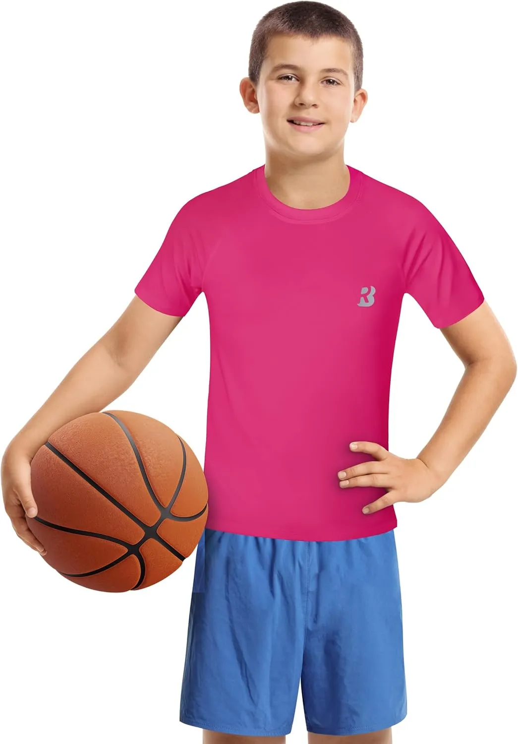 Roadbox Boys Youth Compression Shirt - Short Sleeve Undershirt for Kids Quick Dry Athletic Baseball T-Shirt Base Layer