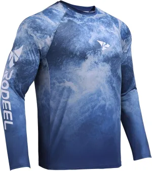 Rodeel Mens Loose-Fit Fishing T-Shirt Vented River Bluff Performance Long Sleeve Shirt UPF 50 Sleeve