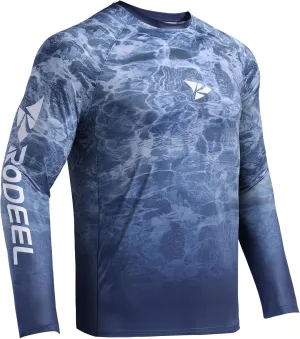 Rodeel Mens Loose-Fit Fishing T-Shirt Vented River Bluff Performance Long Sleeve Shirt UPF 50 Sleeve