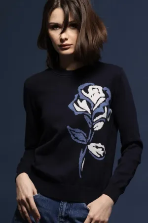 Rose Intarsia Crew
