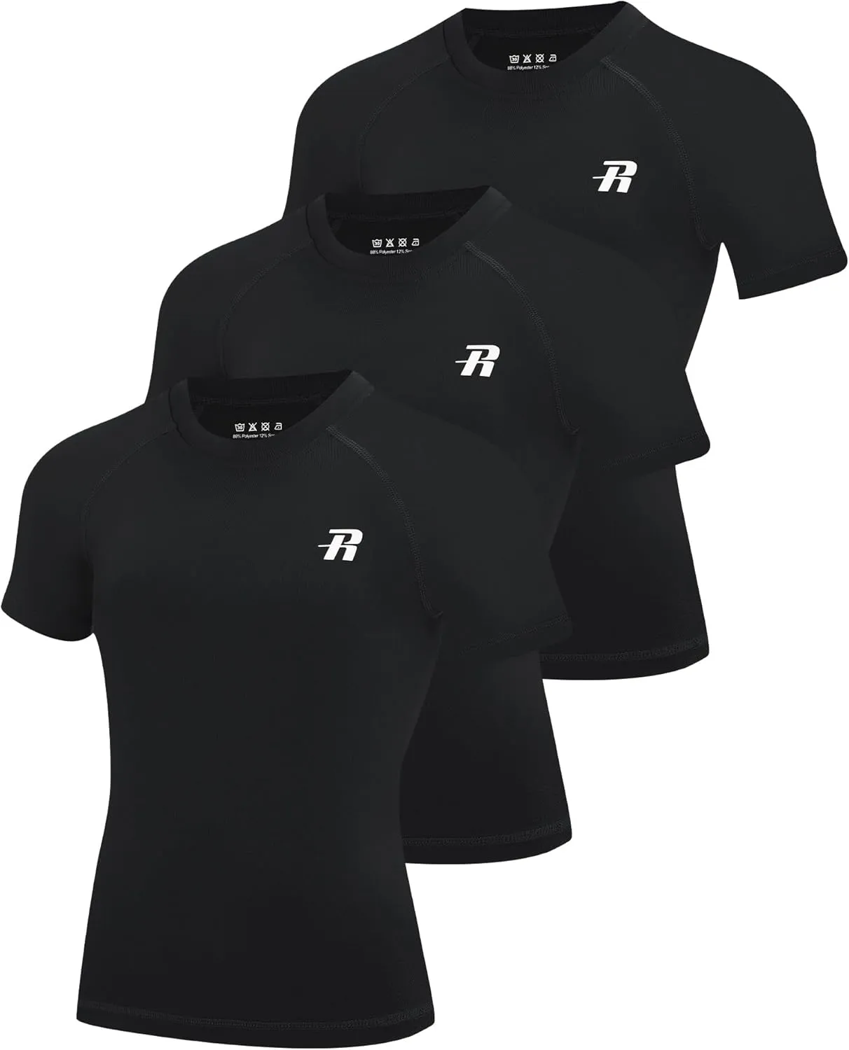 Runhit Boys Compression Shirt Short Sleeve Youth Basketball Undershirt Kids Quick Dry Athletic Base Layer T-Shirt