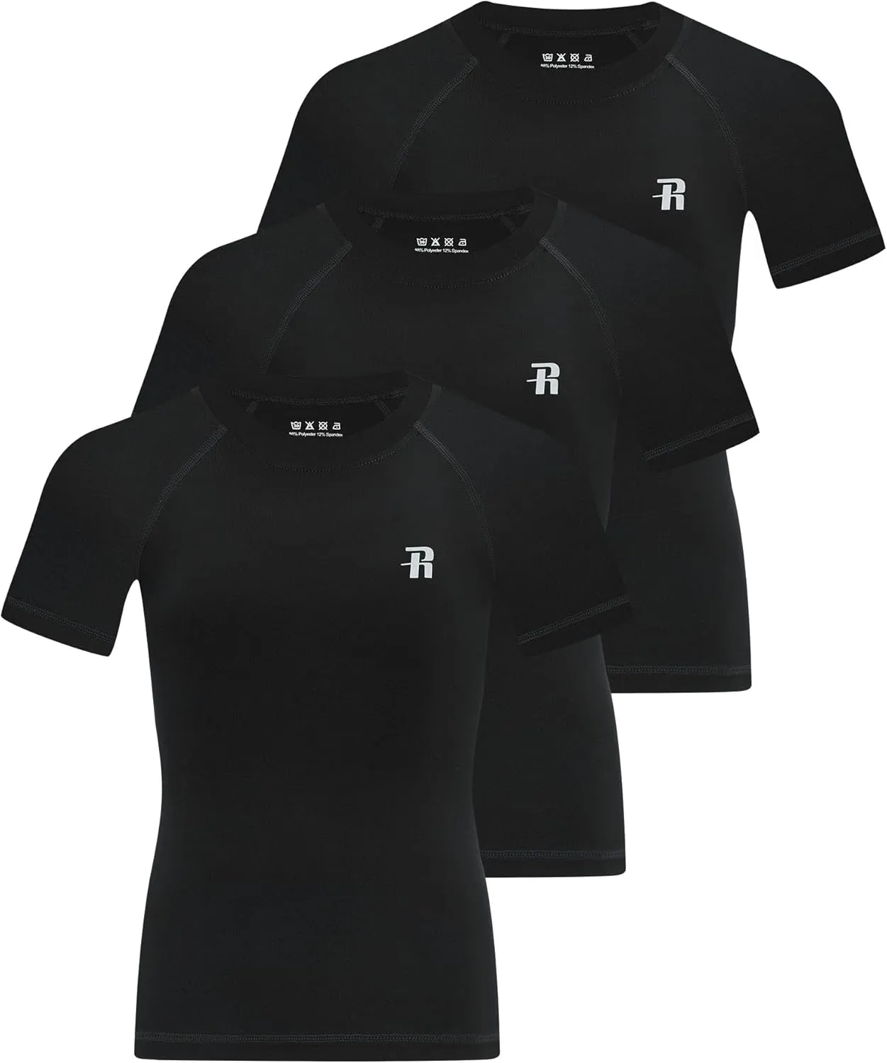 Runhit Boys Compression Shirt Short Sleeve Youth Basketball Undershirt Kids Quick Dry Athletic Base Layer T-Shirt