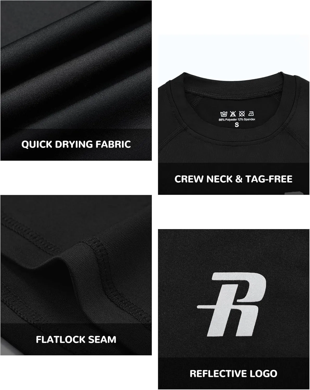 Runhit Boys Compression Shirt Short Sleeve Youth Basketball Undershirt Kids Quick Dry Athletic Base Layer T-Shirt