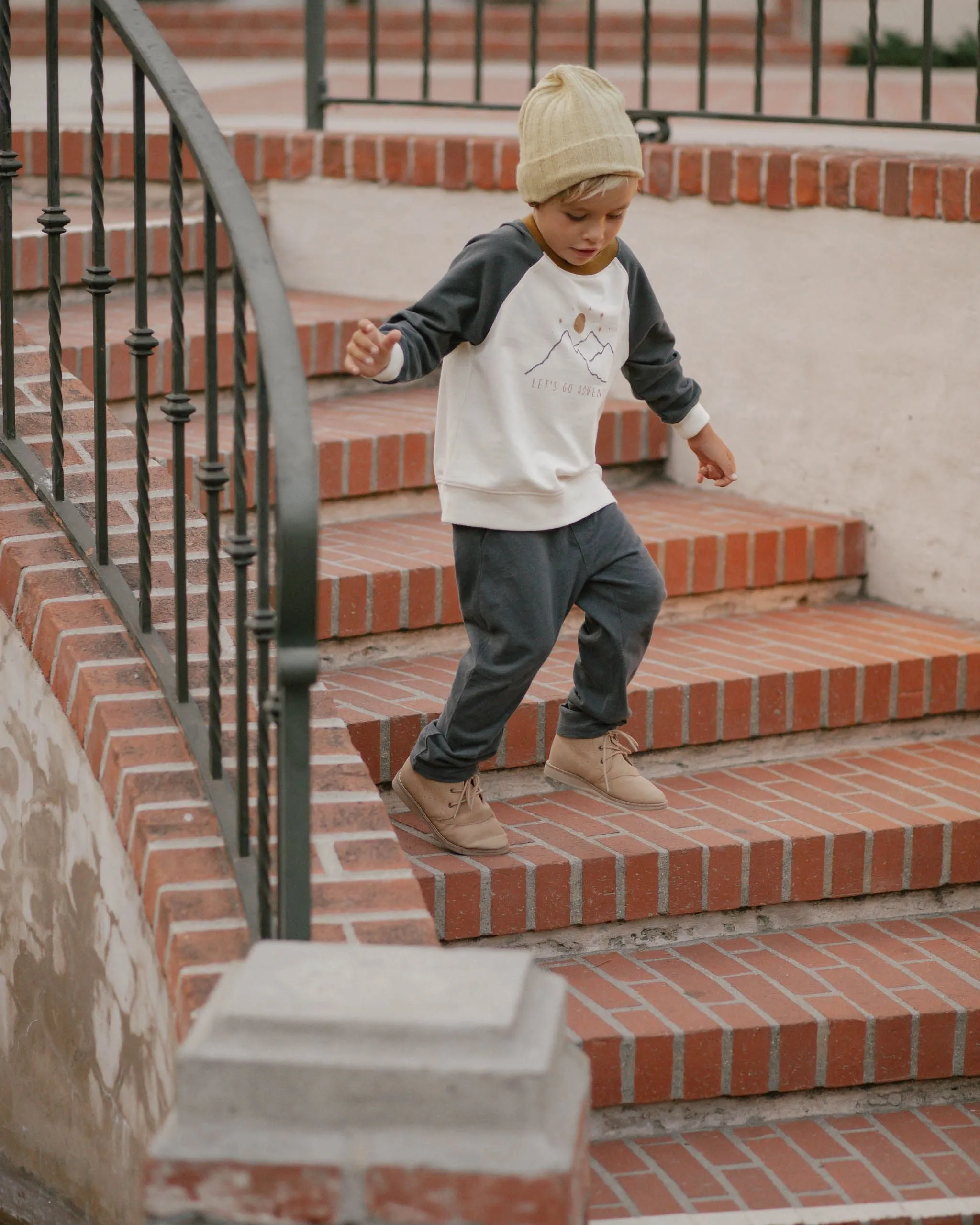 Rylee   Cru Raglan Sweatshirt - Natural Let's Go Adventure