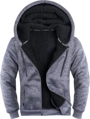 SCODI Hoodies for Men Heavyweight Fleece Sweatshirt Full Zip Up Thick Sherpa Lined Jackets