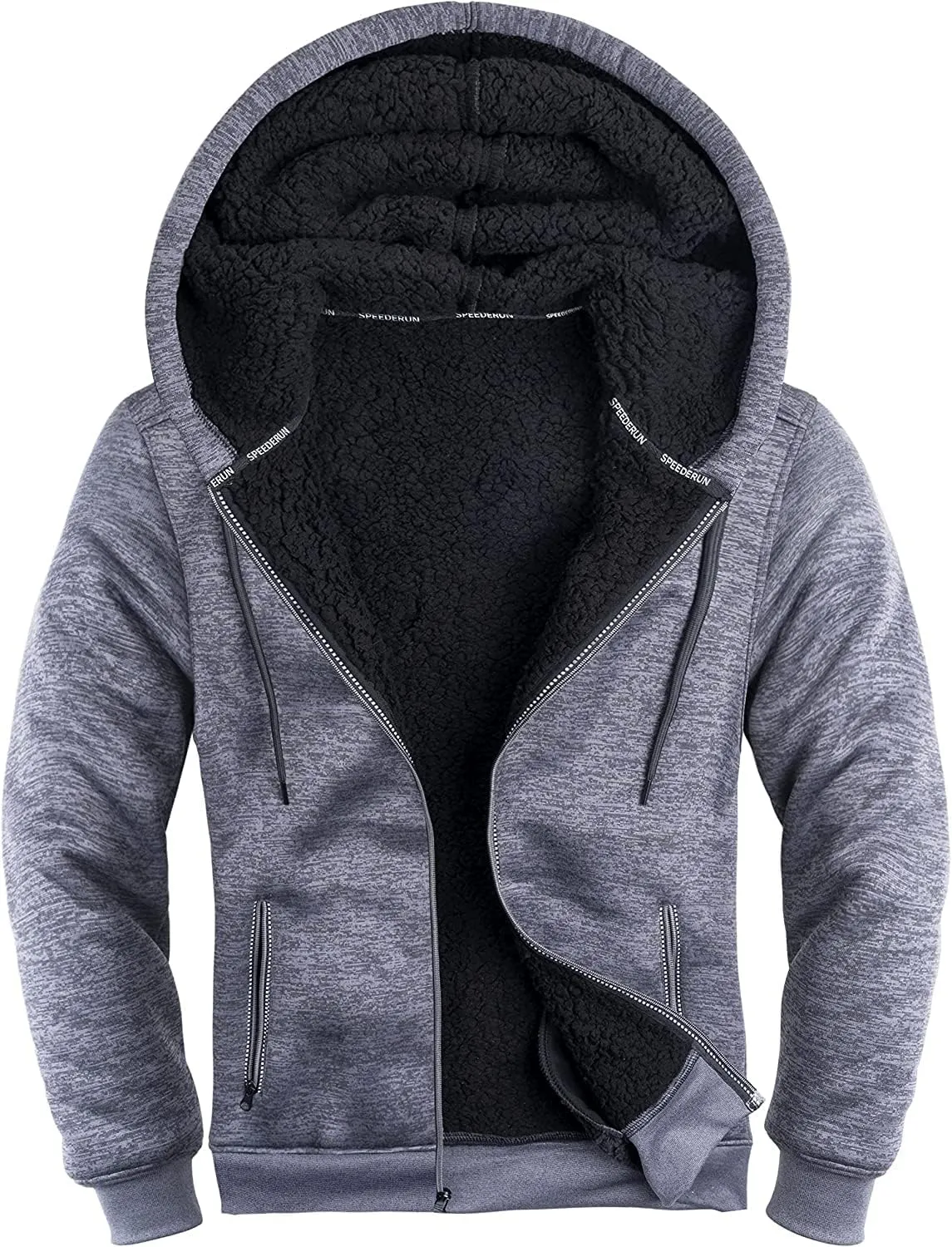 SCODI Hoodies for Men Heavyweight Fleece Sweatshirt Full Zip Up Thick Sherpa Lined Jackets