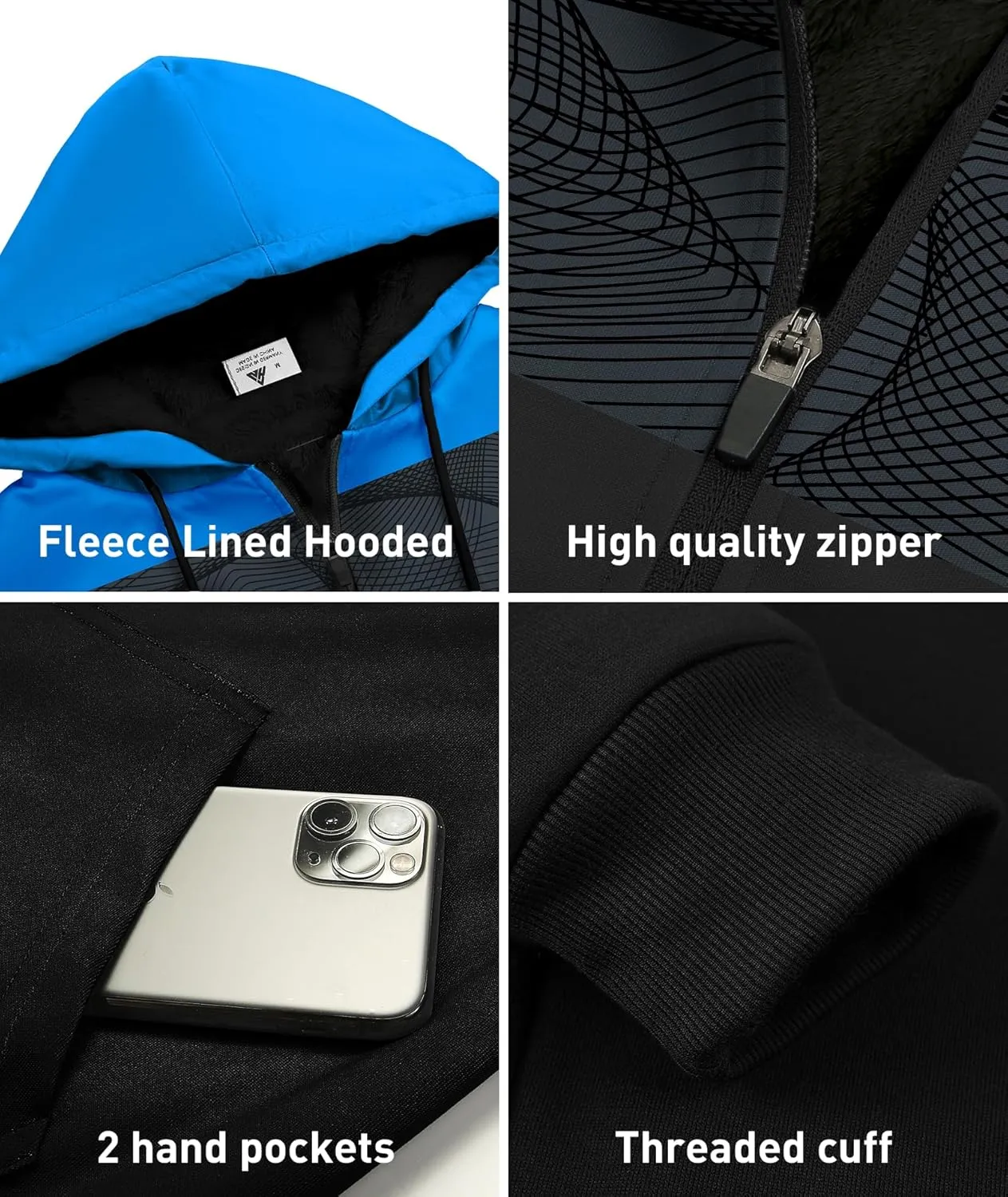 SCODI Hoodies for Men Heavyweight Fleece Sweatshirt - Thick Full Zip Up Sherpa Lined
