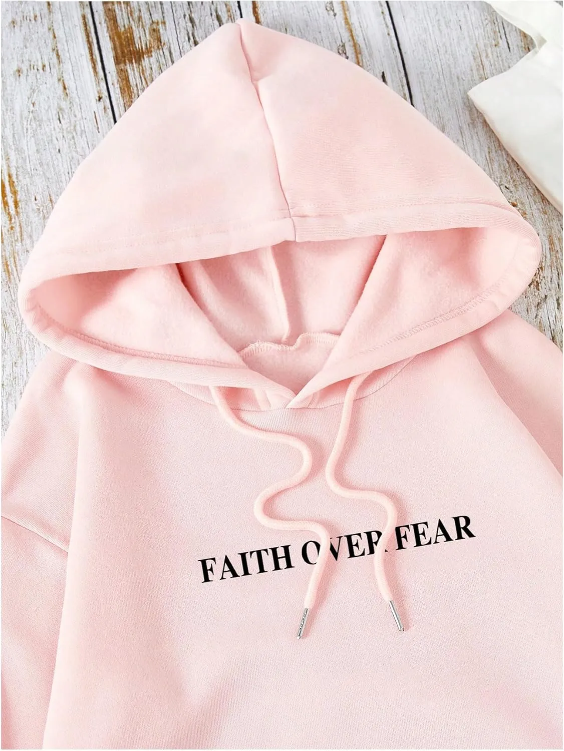 SHENHE Women's Graphic Hoodie Slogan Faith Over Fear Christian Hoodie Pullover Sweatshirt