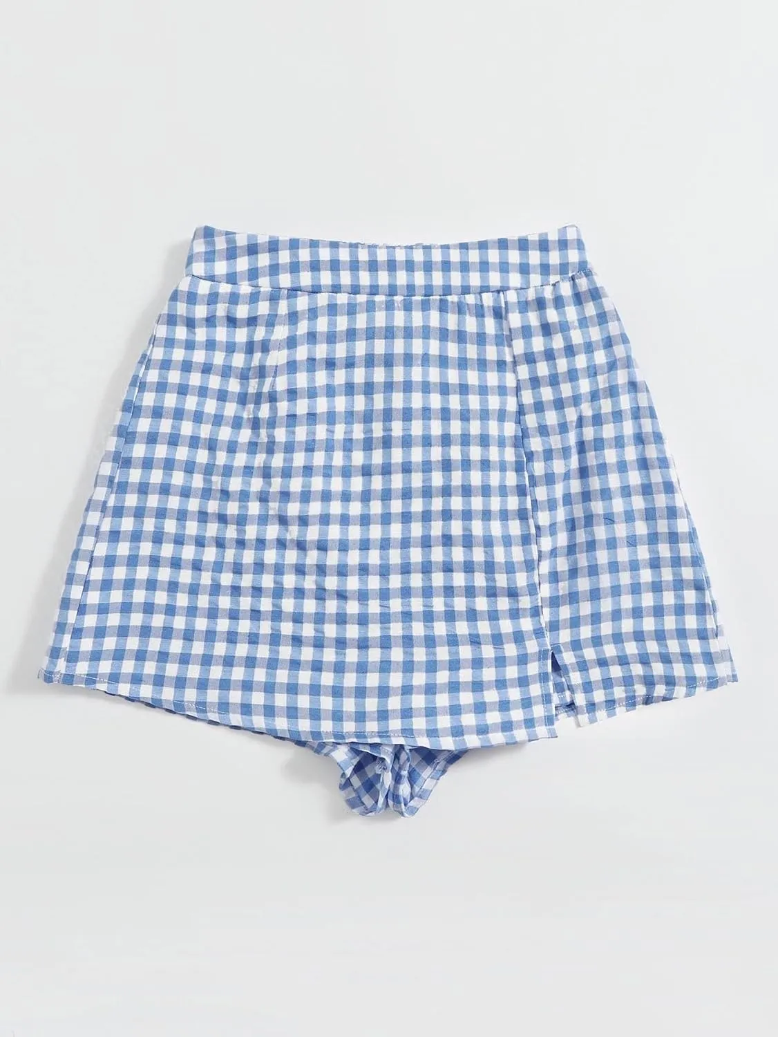 Shorts for Women Summer 2024 Plaid Slit Hem Skort Trendy Skirt Shorts