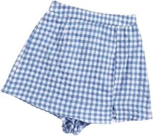 Shorts for Women Summer 2024 Plaid Slit Hem Skort Trendy Skirt Shorts