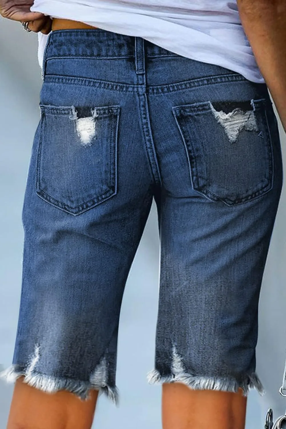 Sidefeel Women's Bermuda Shorts Raw Hem Summer Denim Pants Zimbaplatinum Jean Shorts