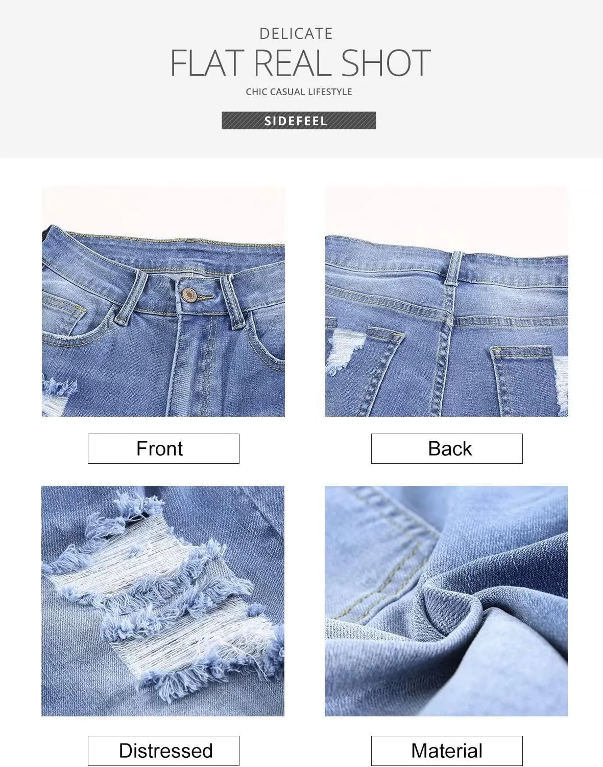 Sidefeel Women's Bermuda Shorts Raw Hem Summer Denim Pants Zimbaplatinum Jean Shorts