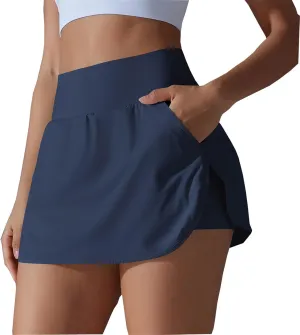 Skorts for Women with Pockets Athletic Golf Shorts Mini Tennis Skorts Comfy Skorts Trendy 2 in 1 Shorts for Running