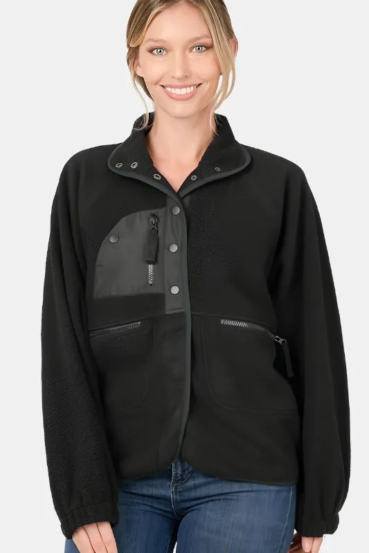 Snap Button Fleece Jacket