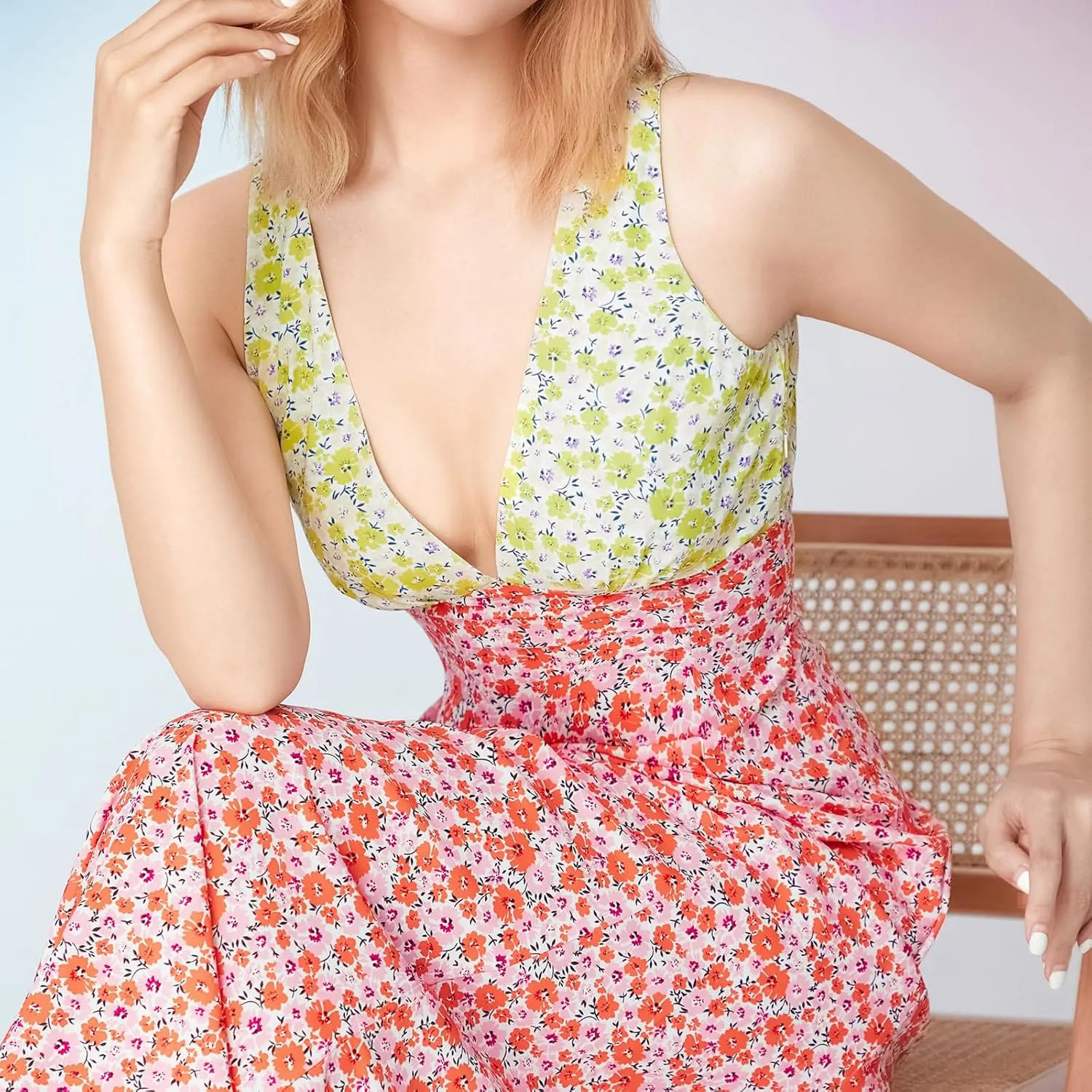 SOLILOQUY Women 2023 Summer Maxi Dresses Floral Print Y2k Tank Cami Dress Trendy Boho Beach Satin Long Sundress