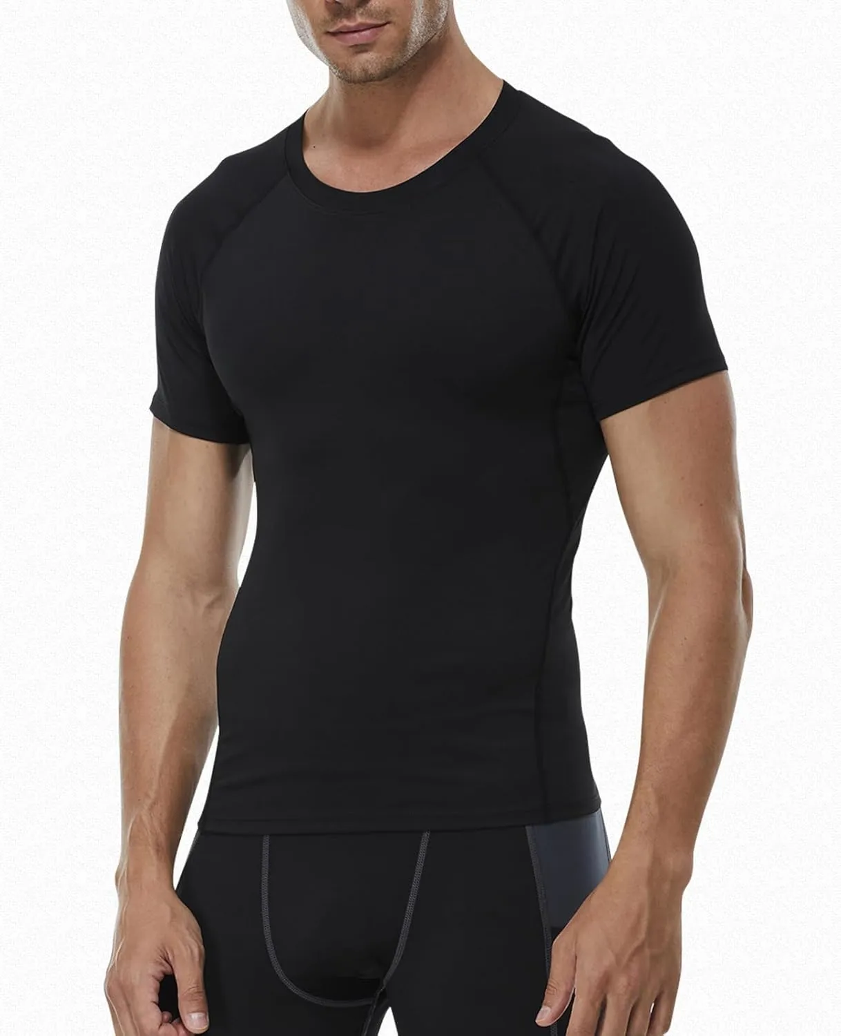 SPVISE Men's Compression Shirt Short Sleeve Workout Gym Top Cool Dry Athletic Base Layer Undershirt T-Shirt for Sport Running