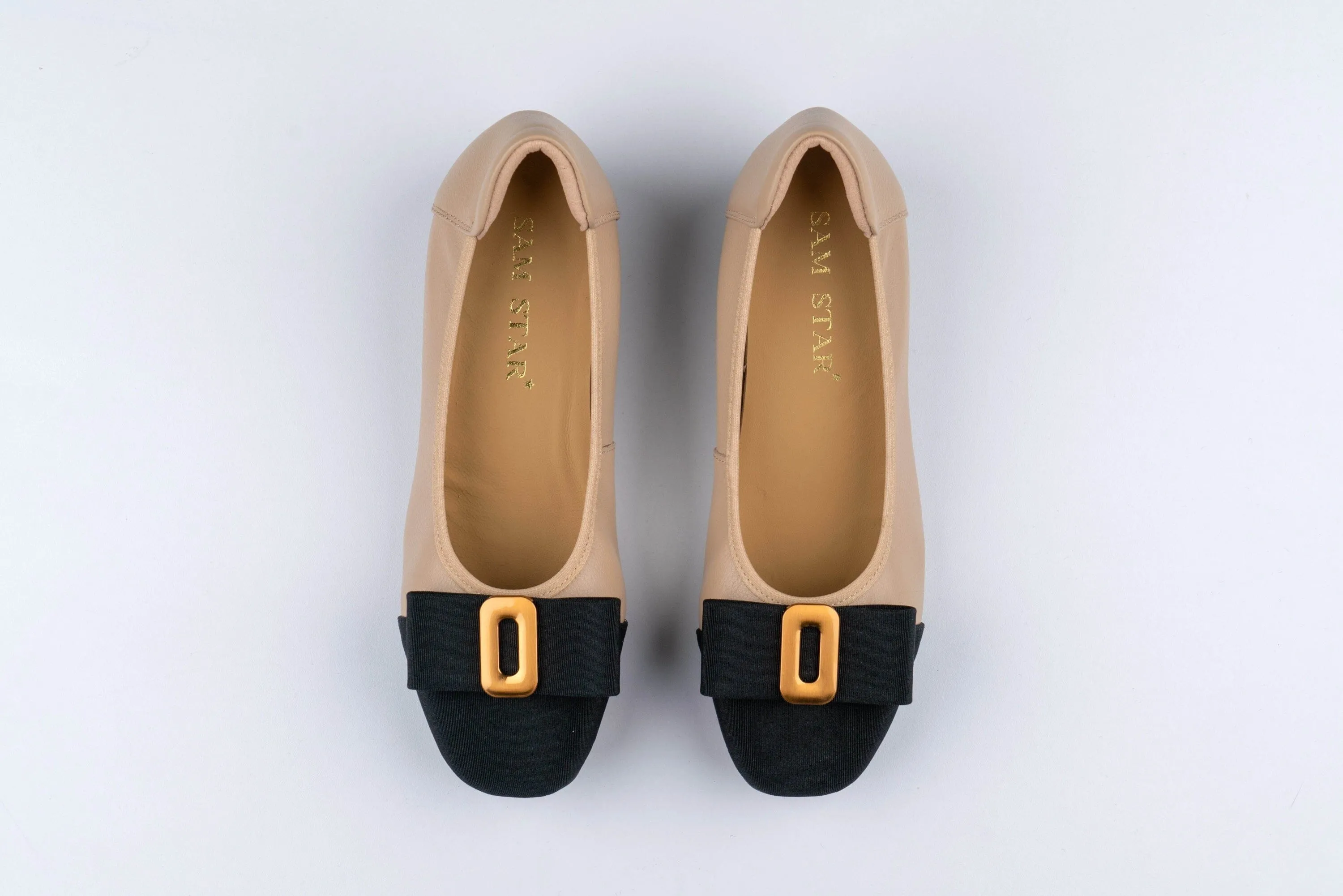 SS23002 Leather pumps with bow& gold buckle block heel ( new arrival)