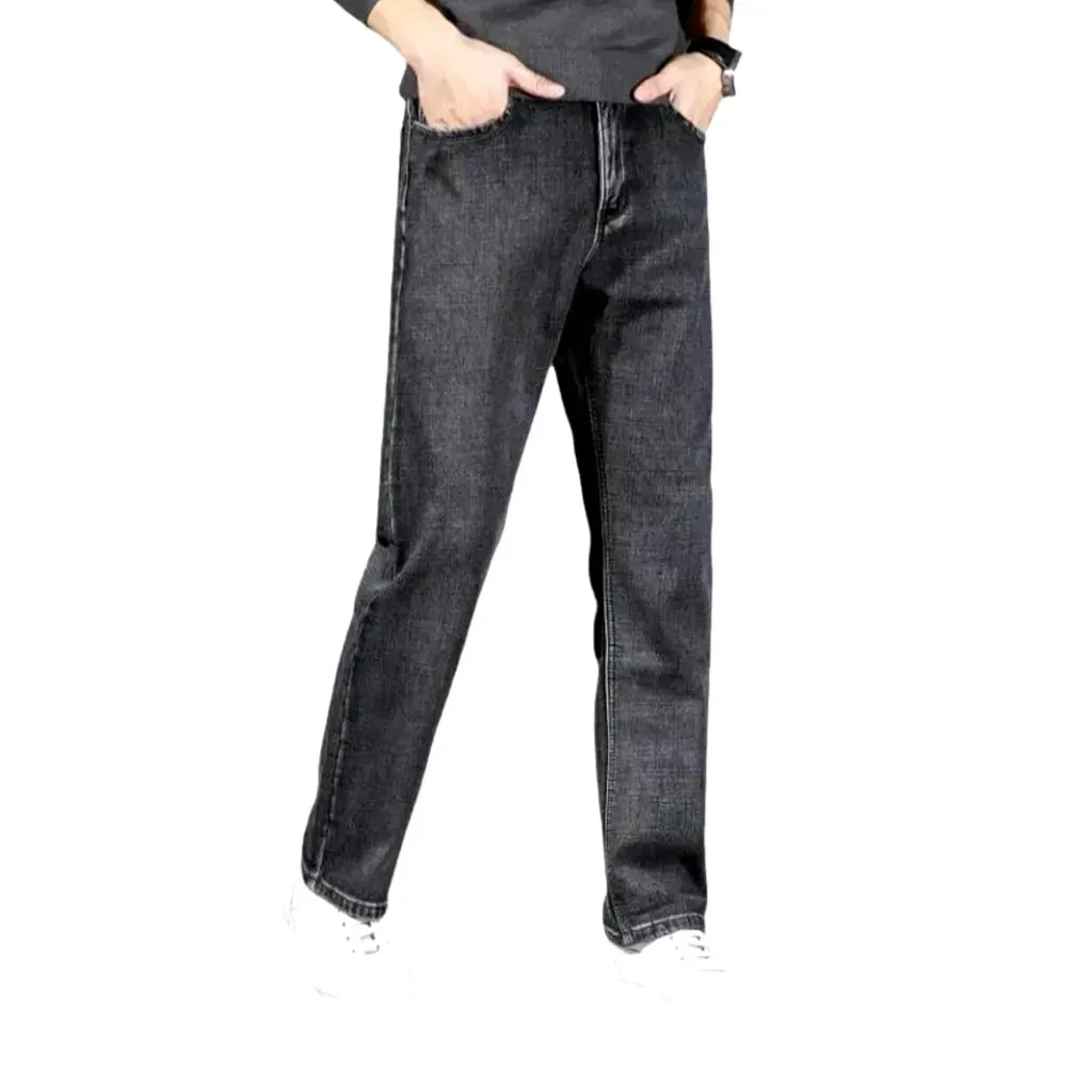 Straight-fit washed men's jeans