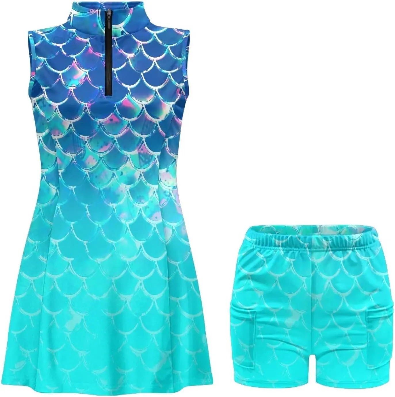 Stretch Golf Dress Multi-Sport Skort Dress Yoga Shorts Built-in Ball Pocket Quick-Dry Perfect for Golf Tennis Gym