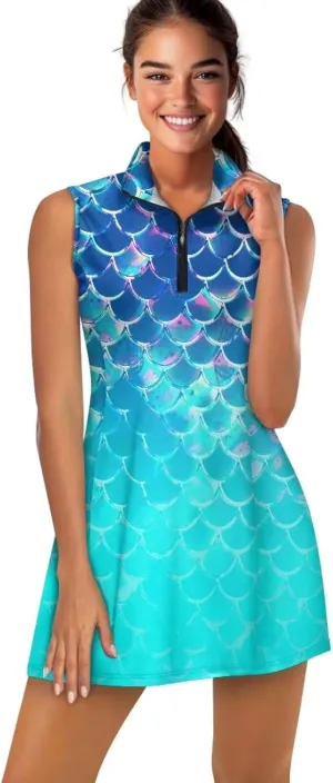 Stretch Golf Dress Multi-Sport Skort Dress Yoga Shorts Built-in Ball Pocket Quick-Dry Perfect for Golf Tennis Gym